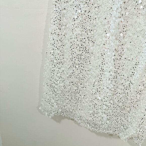Lulu’s Force Of Fashion White Sequin Low Open Back Sequin Mini Dress XS Bride - Picture 5 of 15
